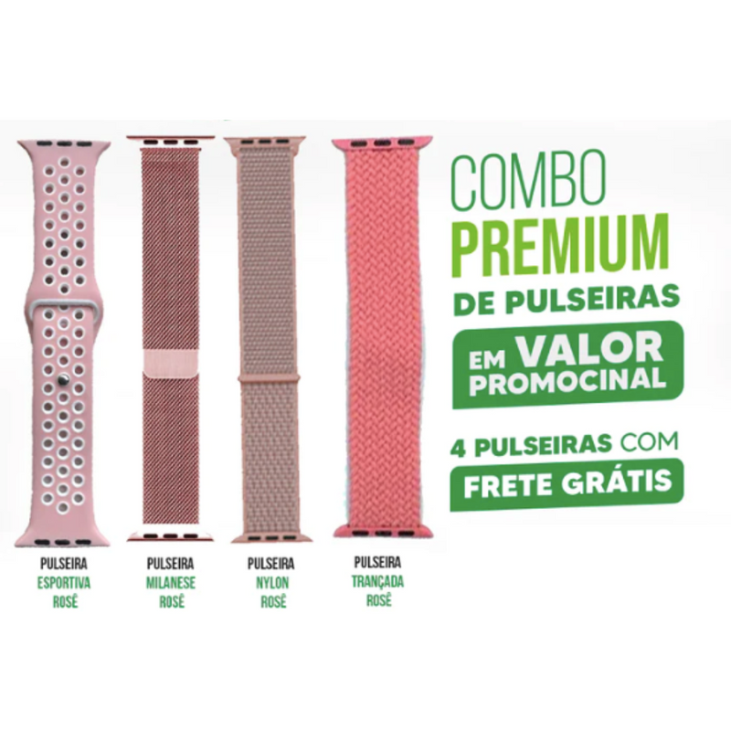 Kit com 4 Pulseiras premium pelo preço de uma - Combo especial POR TEMPO LIMITADO!!