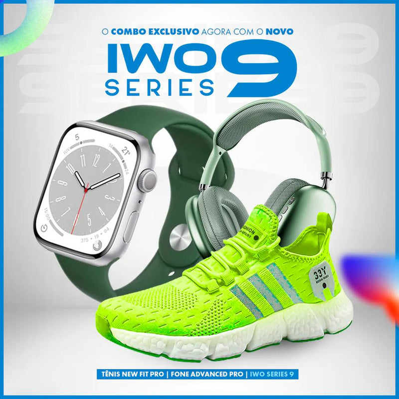 IWO 9 PRO MAX + FONE ADVANCED + TENIS NEW FIT COM FRETE GRTIS