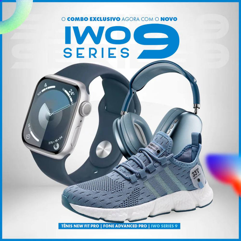 IWO 9 PRO MAX + FONE ADVANCED + TENIS NEW FIT COM FRETE GRTIS