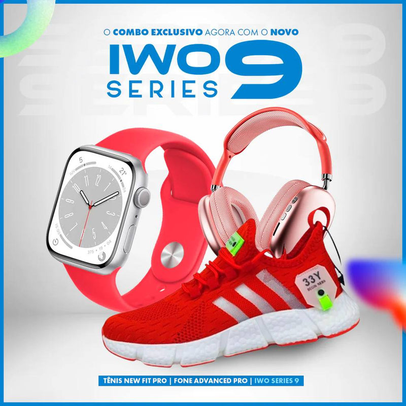 IWO 9 PRO MAX + FONE ADVANCED + TENIS NEW FIT COM FRETE GRTIS