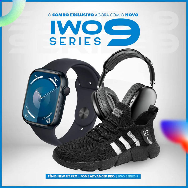 IWO 9 PRO MAX + FONE ADVANCED + TENIS NEW FIT COM FRETE GRTIS