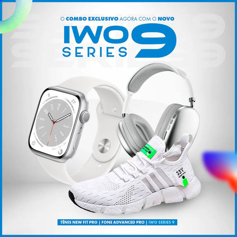 IWO 9 PRO MAX + FONE ADVANCED + TENIS NEW FIT COM FRETE GRTIS