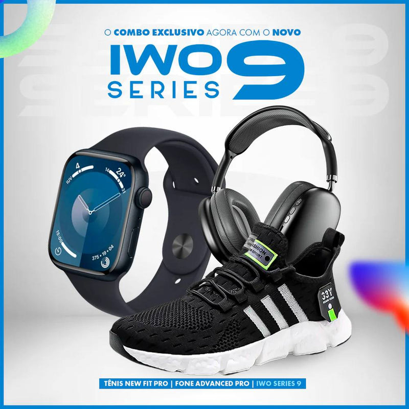 IWO 9 PRO MAX + FONE ADVANCED + TENIS NEW FIT COM FRETE GRTIS